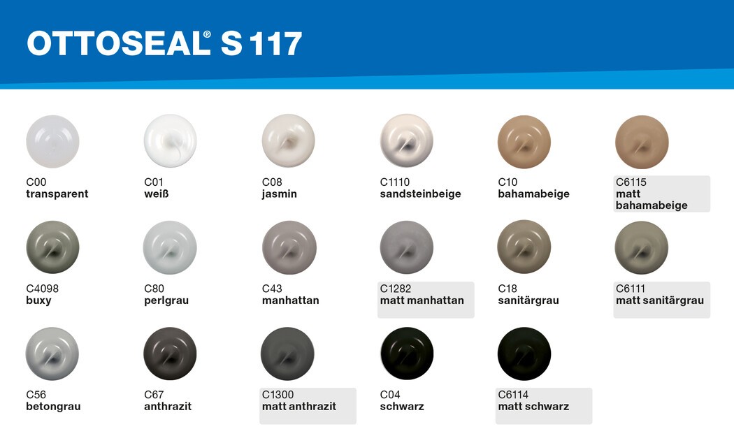 Kleurmogelijkheden Ottoseal S117 Kleurmogelijkheden Ottoseal S117