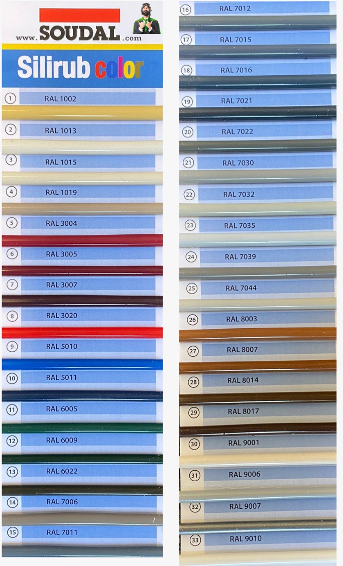 Tanzania Verslaafd Verkeerd Soudal Silirub Color | kit in RAL-kleuren | Kitcentrum.nl